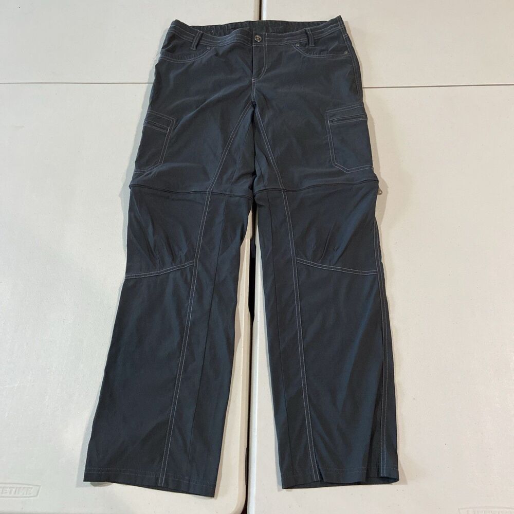 KUHL Kliffside 6233 Sz 12 Reg Convertible Cargo Hiking Pants Dark Gray Charcoal
